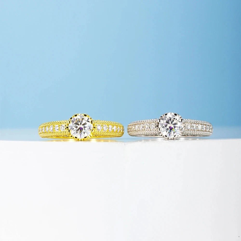 wedding rings and engagement rings sets -6mm Round Diamond Engagement Ring