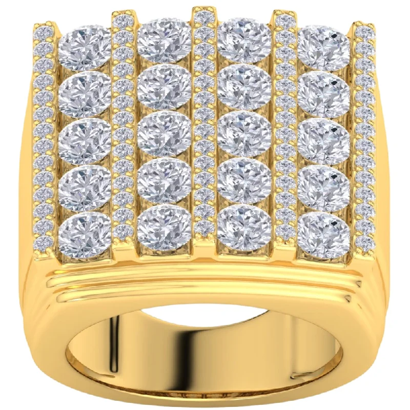 diamond wedding engagement rings -7Ct Diamond Ring Mens Round Flashy Polished Wedding Band in White or Yellow Gold