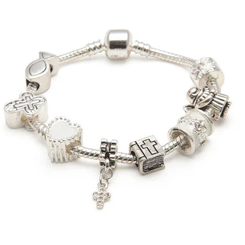 Girls Teen First Holy Communion/Christening Silver Plated Charm Bracelet