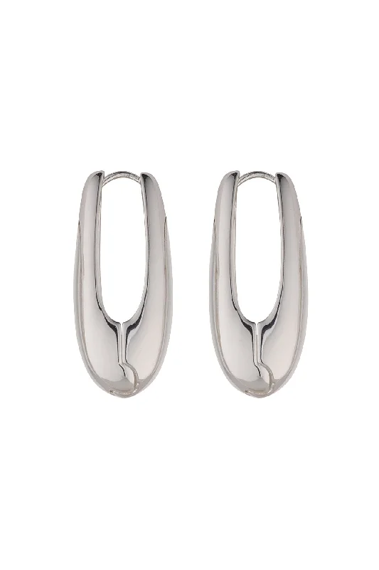 women crystal stud earrings -Chunky Silver Teardrop Earrings