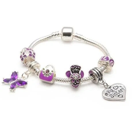 Big Sister Purple Fairy Dream Silver Plated Charm Bracelet Gift