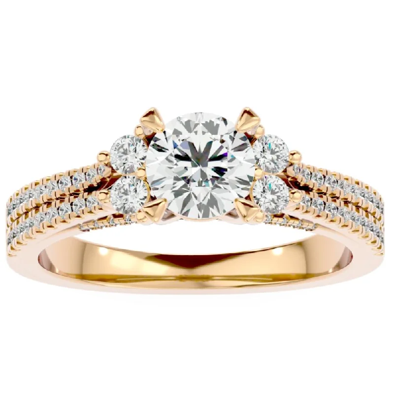 halo engagement rings -1 1/3CT Diamond Engagement Ring in White, Yellow, or Rose Gold Lab Grown