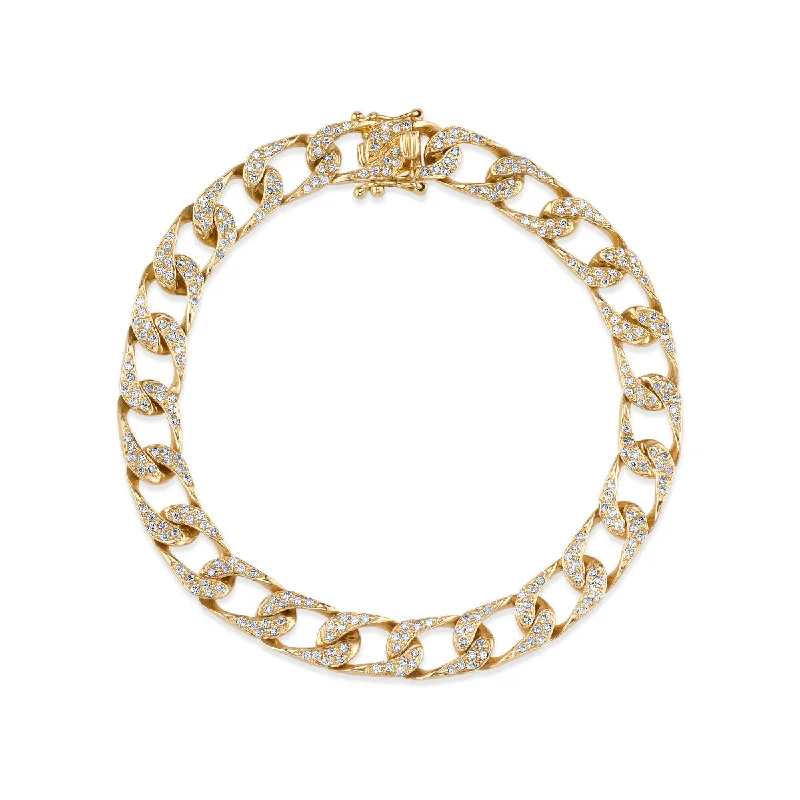 Gold & Diamond Flat Link Bracelet