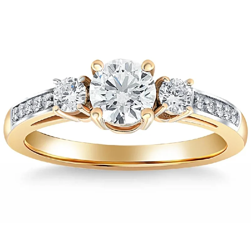 diamond wedding engagement rings -1 Ct T.W. Round Cut Three Stone Diamond Engagement Ring Lab Grown Gold