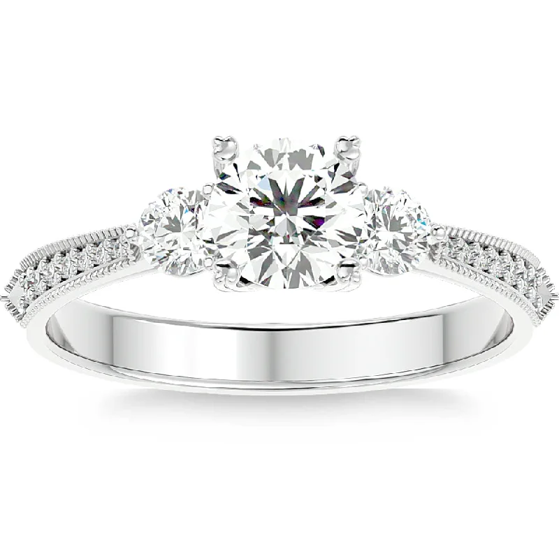 unique princess cut engagement rings -1 1/10Ct Diamond & Moissanite Accent Engagement Ring in 10k Gold