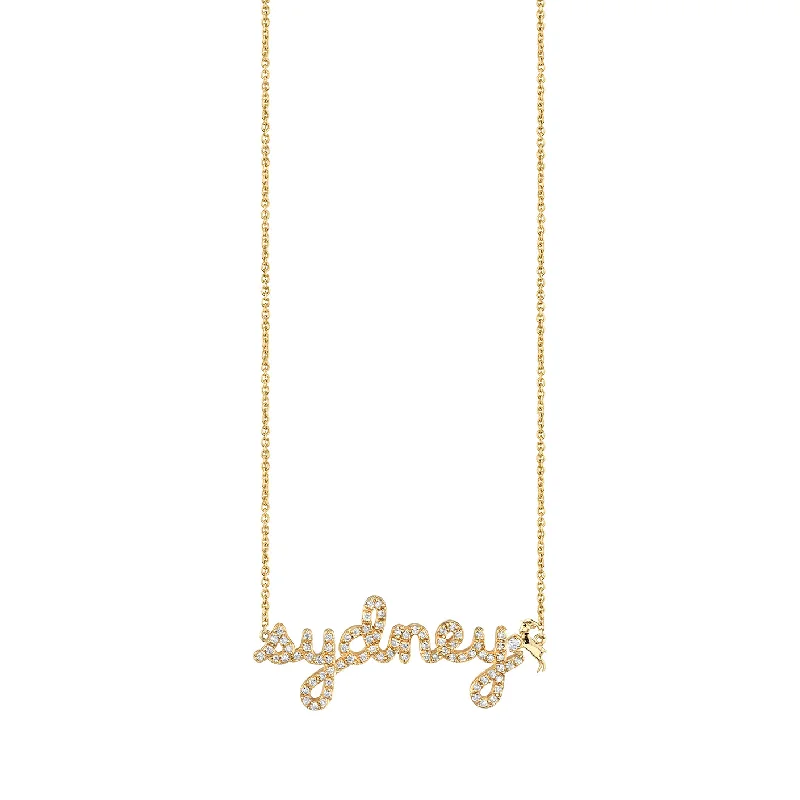 women long gold necklaces -Gold & Diamond Small Custom Script Capricorn Zodiac Necklace