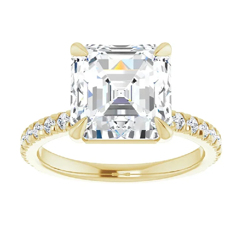 two-tone engagement rings -5 1/3Ct Asscher Cut & Diamond Engagement Ring in White, Yellow, or Rose Gold