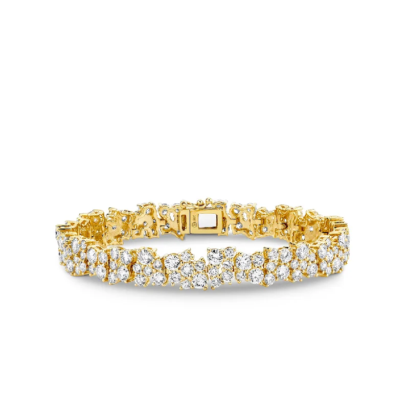 Gold & Diamond Wide Cocktail Tennis Bracelet