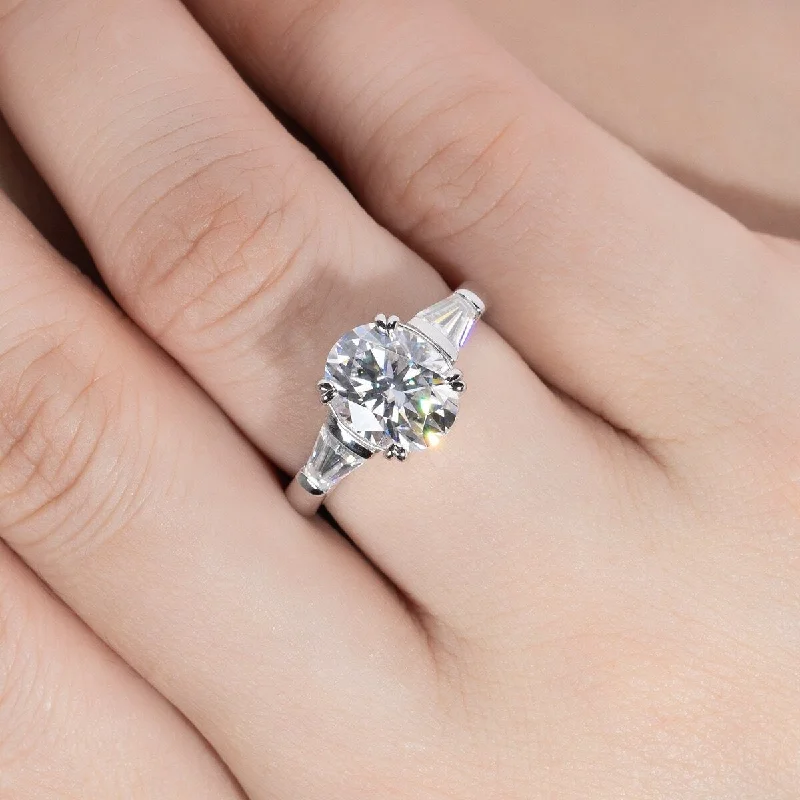 affordable halo engagement rings -3.8 Ct Oval Cut Diamond Engagement Ring