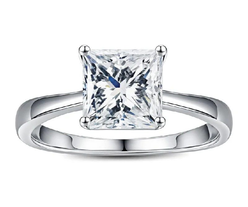 multi-stone engagement rings -5.0 Ct Princess Cut Diamond Engagement Ring