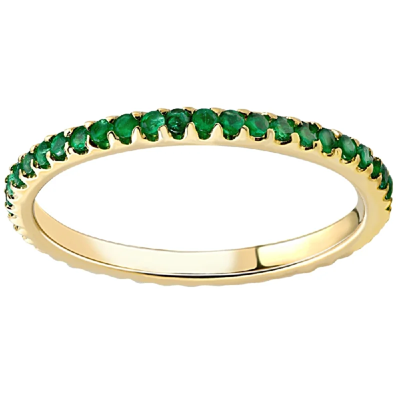 gold engagement rings -1/2Ct Emerald Eternity Ring Anniversary Band 10k Yellow Gold