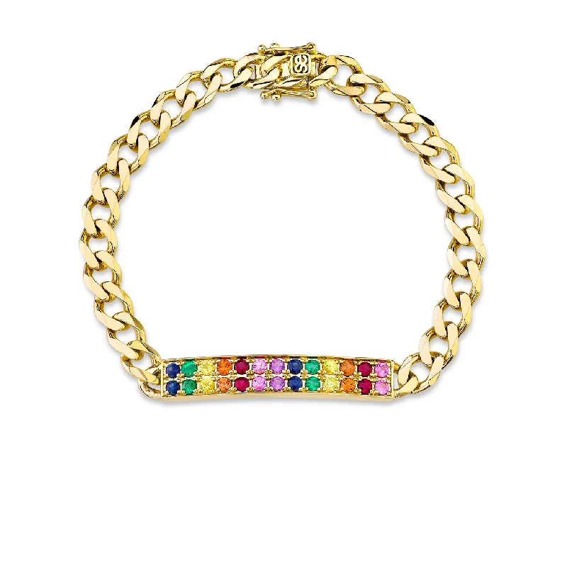 Gold & Rainbow Id Bar Bracelet