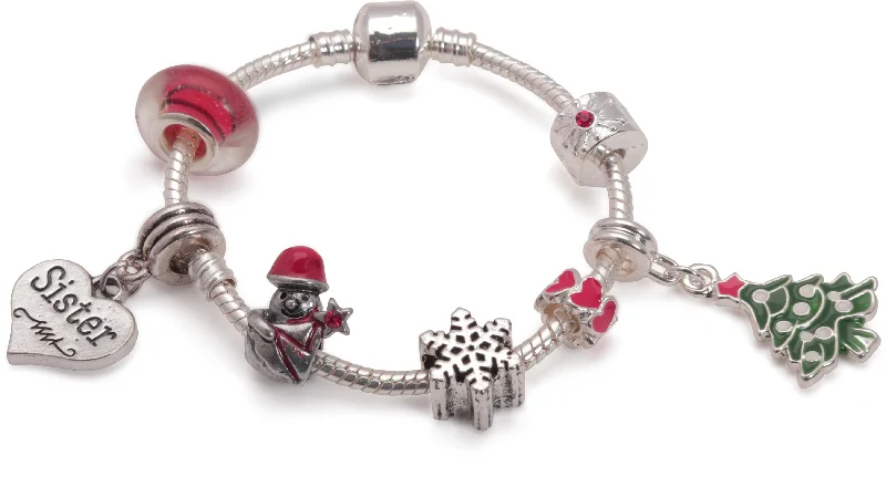 Children's 'Sister Christmas Dream' Silver Plated Charm Bracelet