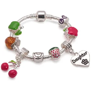 Children's Daughter 'Tutti Frutti' Silver Plated Charm Bead Bracelet