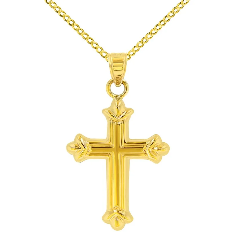 women long necklaces -Polished 14k Yellow Gold Fleur de Lis Pendant Necklace