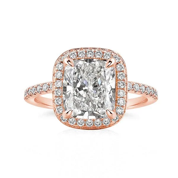 contemporary moissanite engagement rings -Classic Rose Gold Halo Radiant Cut Engagement Ring