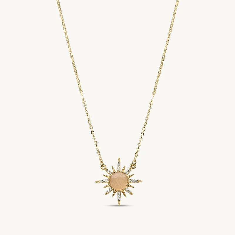 women bracelet and necklace sets -Flavia Dainty Sun Pendant Necklace