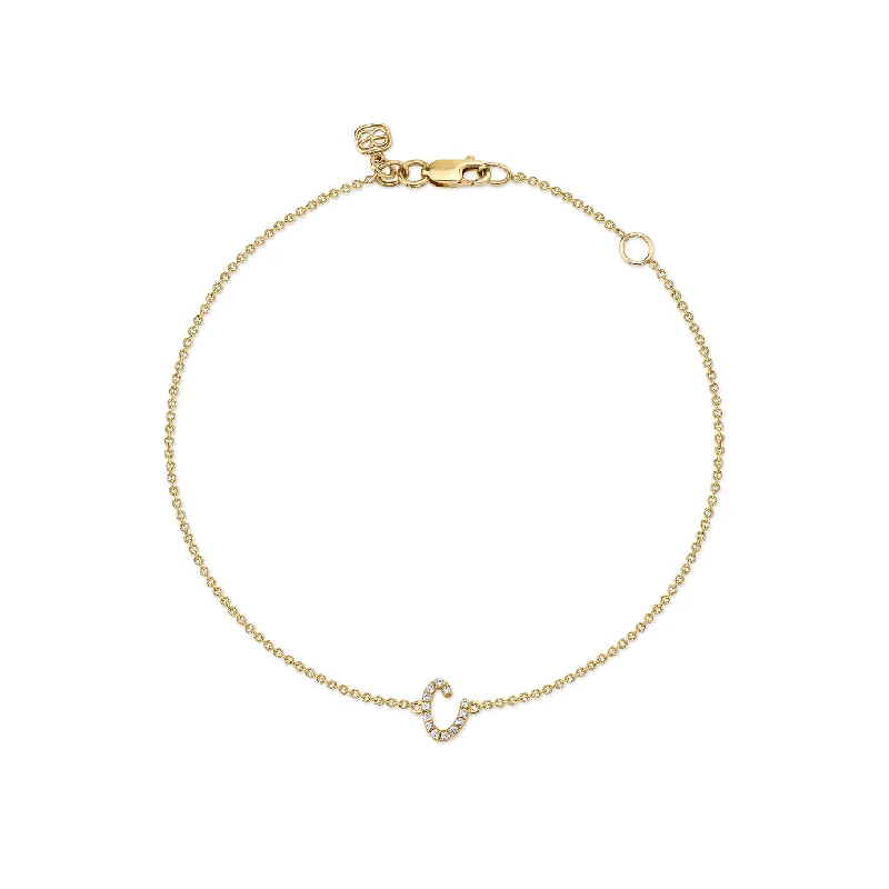 Gold & Diamond Small Initial Bracelet