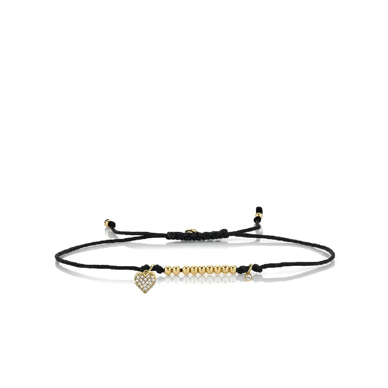 Gold & Diamond Tiny Heart Cord Bracelet