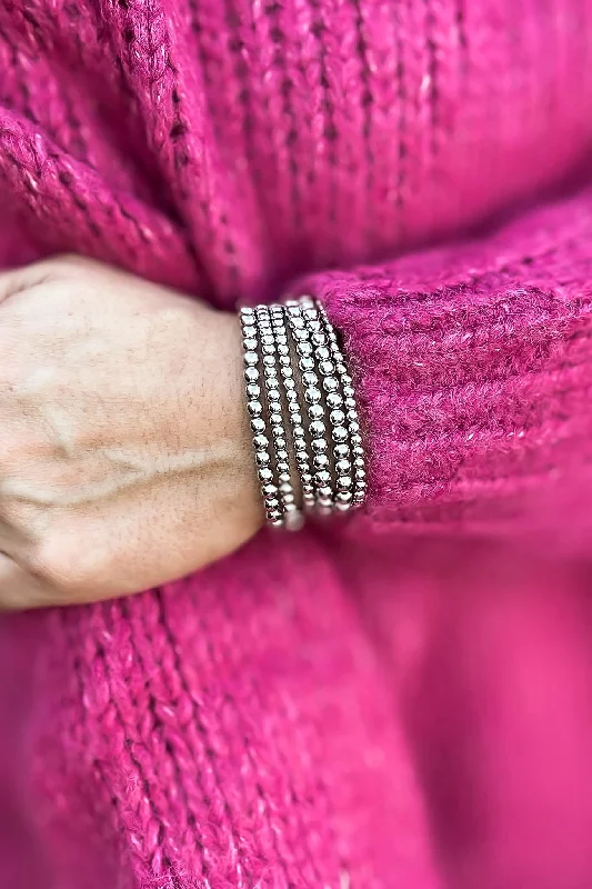 Silver Beaded Bracelet Set