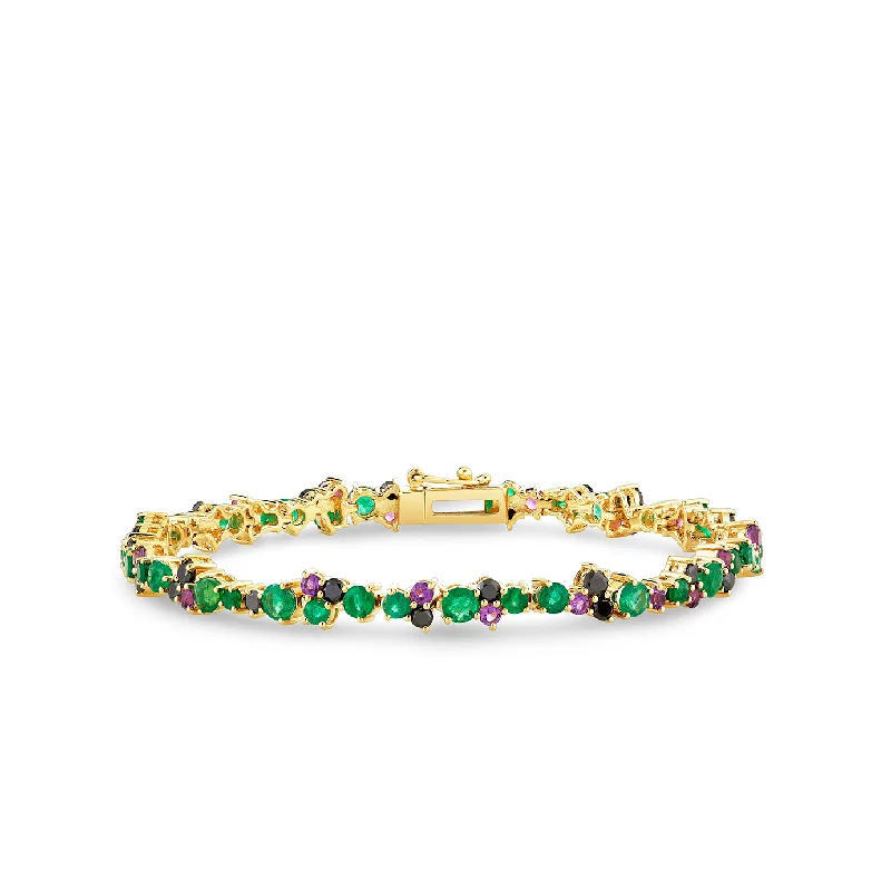 Gold, Emerald & Amethyst Wicked Elphaba Cocktail Eternity Bracelet