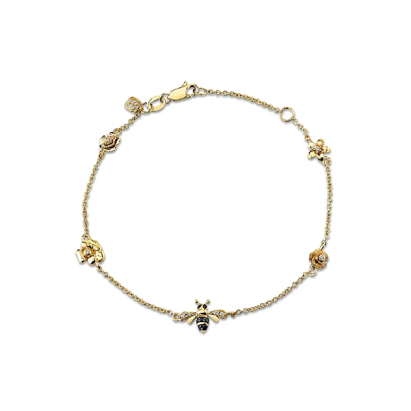 Gold & Diamond Flowers Bracelet