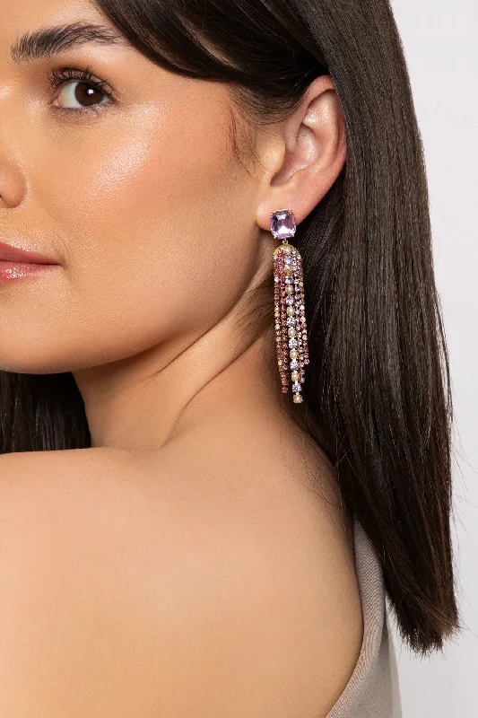 women rose gold earrings -Miranda Light Amethyst Earrings