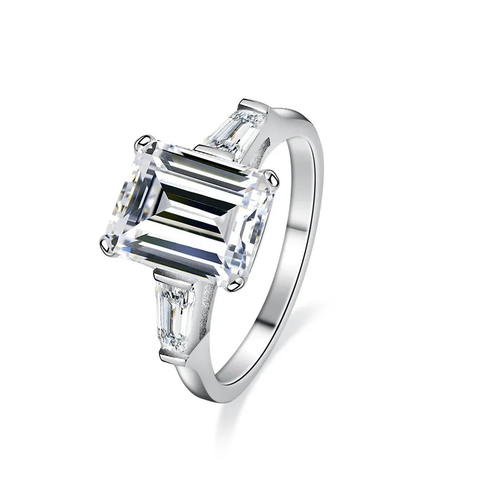 floral engagement rings -4.0 CT Emerald Cut Diamond Platinum Engagement Ring