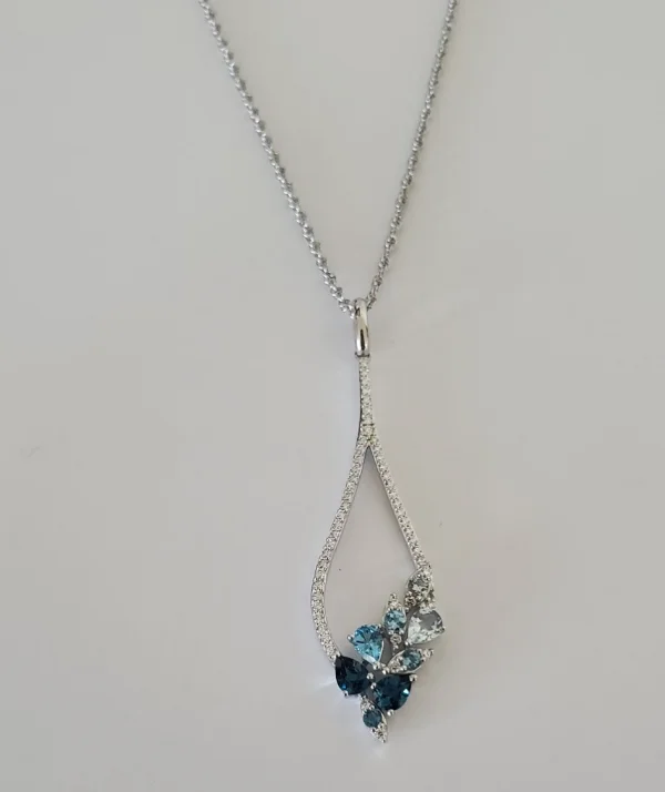 women handmade necklaces -14kt White Gold Shades of Blue Pendant