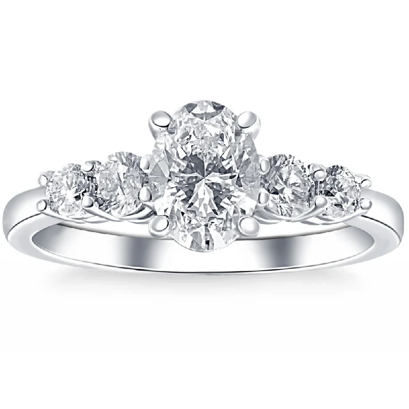 black diamond engagement rings -1 1/2Ct TW Oval Cut Engagement Ring 14k White Gold Lab Grown