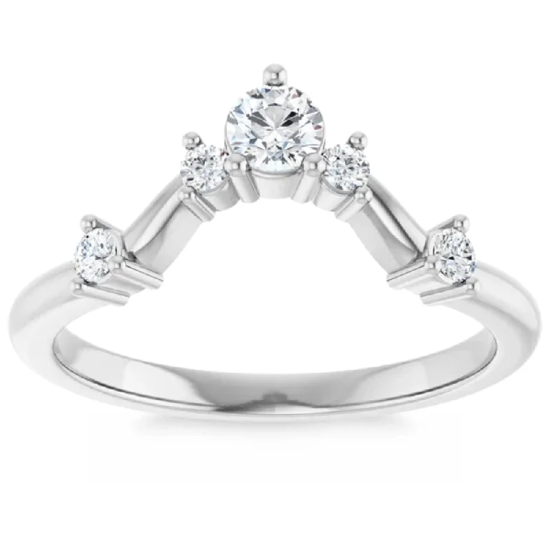 wedding engagement rings -1/2Ct Diamond V Shape Contour Wedding Guard Ring Lab Grown 14k Gold