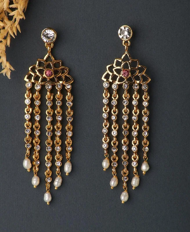 women silver drop earrings -Ethnic Hanging Pearl Jhumka