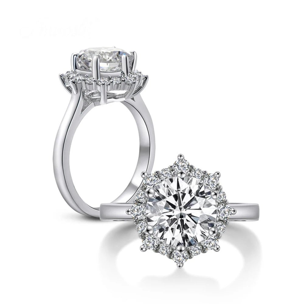 eco-friendly engagement rings -3ct Round Cut Diamond Snow Flake Engagement Ring