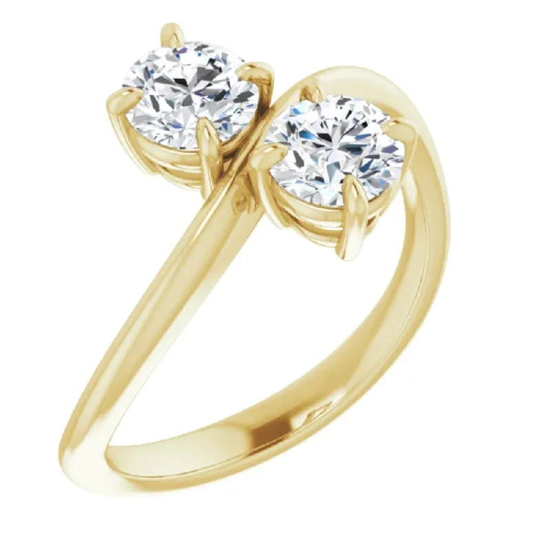 classic solitaire engagement rings -1 1/4Ct TW Two Stone Lab Grown Diamond Anniversary Engagement Ring 14k Gold