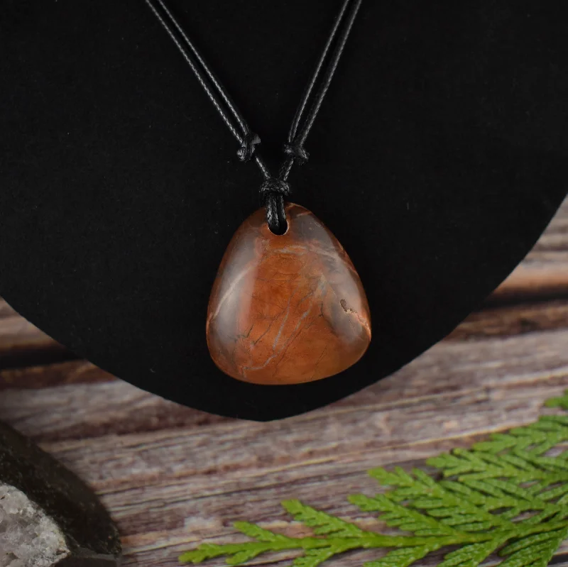 women diamond necklaces -Orange Jasper Focal Pendant Necklace