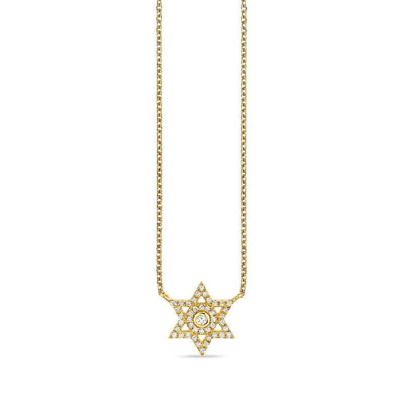 women chic necklaces -Gold & Diamond Star of David Necklace