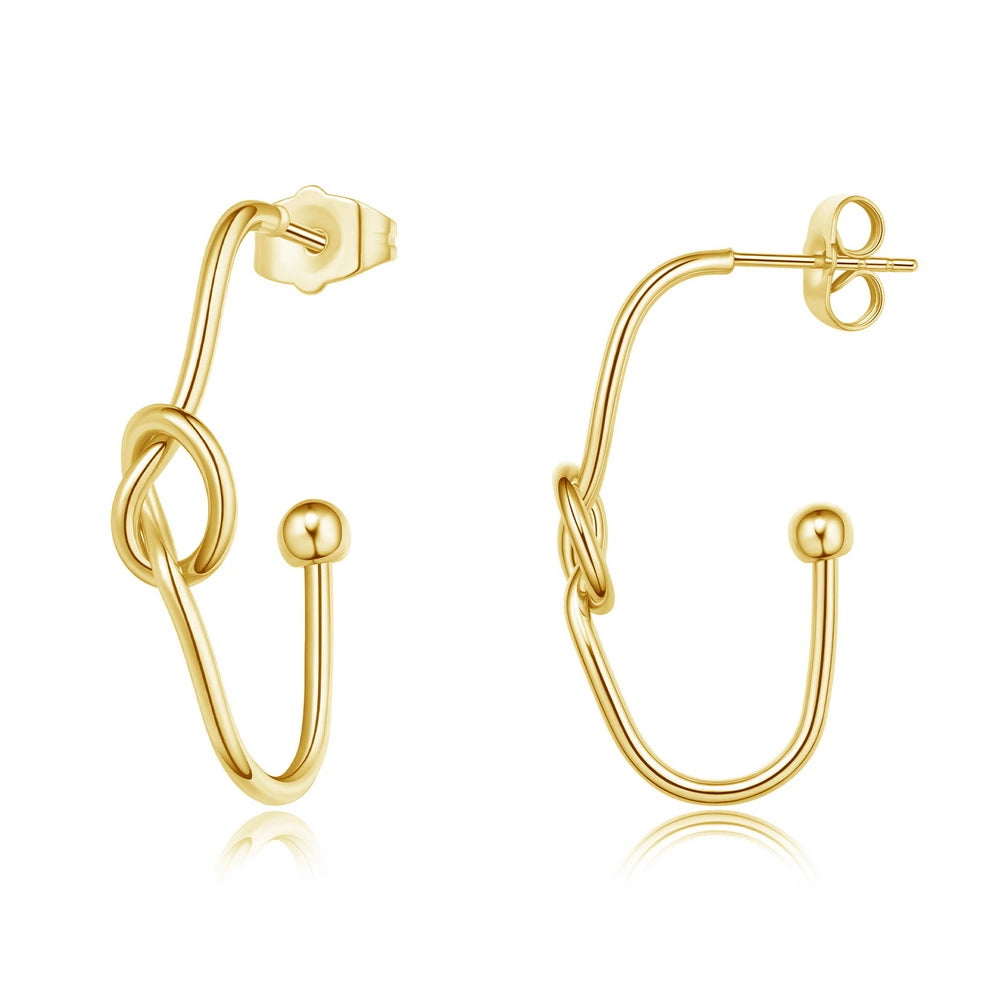 women elegant diamond earrings -14K Gold Plated Geometric Twisted Huggie Hoops Earrings- Oval Hoop