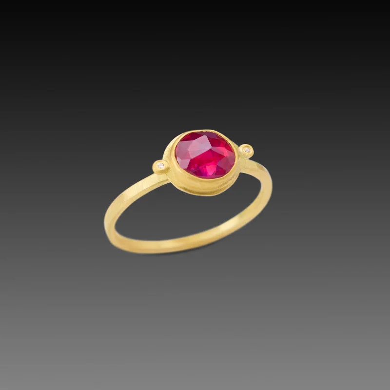 women delicate rings -Ruby Ring with Diamonds