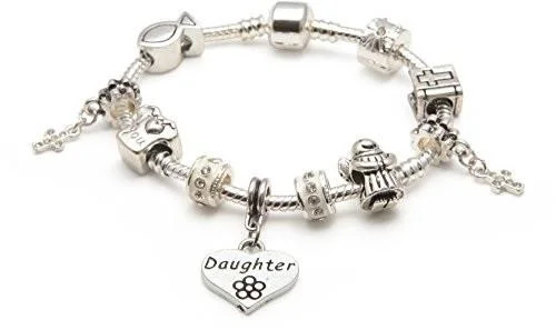 Girls First Holy Communion/Confirmation for Daughter Silver Plated Charm Bracelet