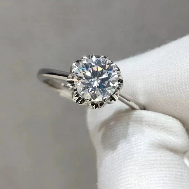 simple engagement rings -1.0 Ct Round Cut Diamond Snowflake Engagement Ring