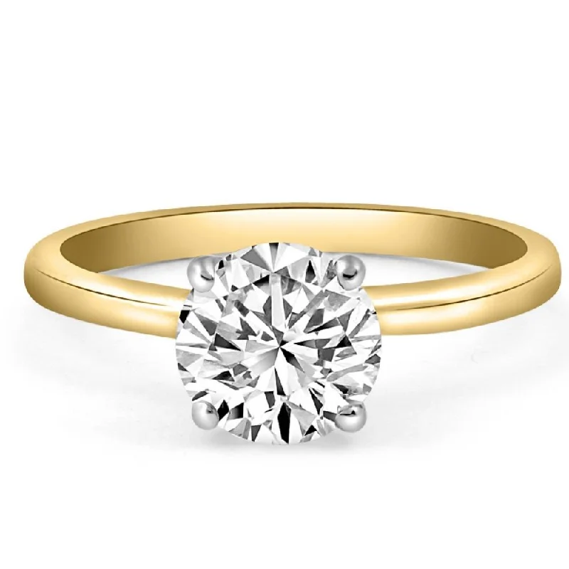 modern halo engagement rings -VS 1 1/2CT Moissanite 4Prong Solitaire Engagement Ring in White or Yellow Gold