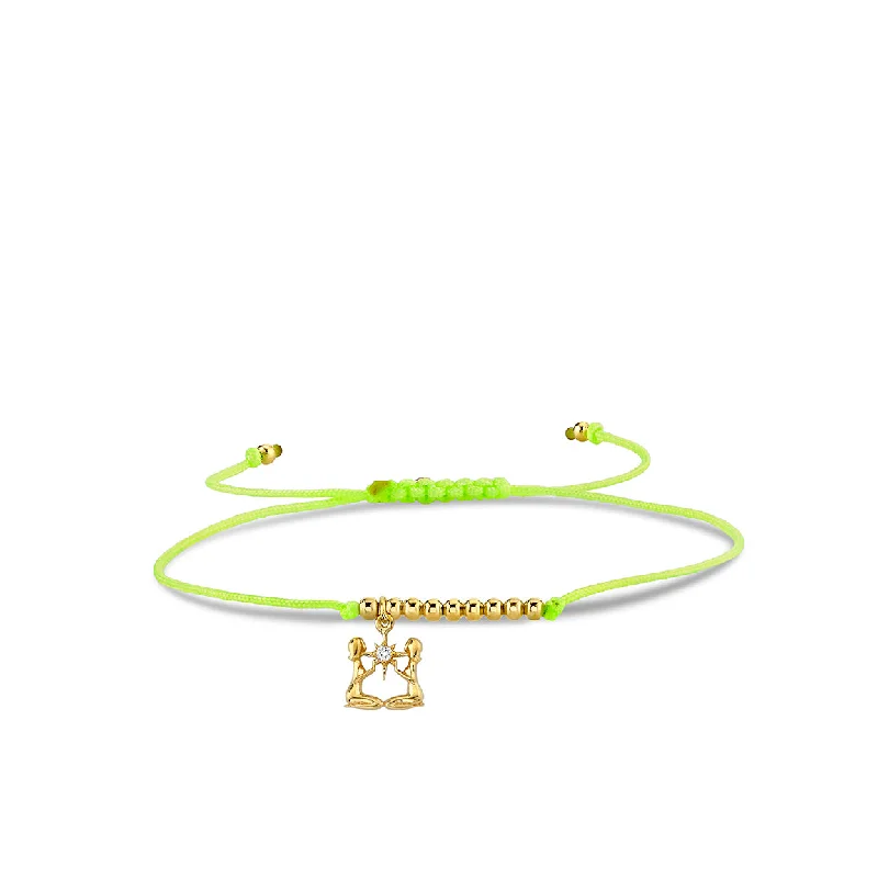 Gold & Diamond Tiny Gemini Zodiac Cord Bracelet