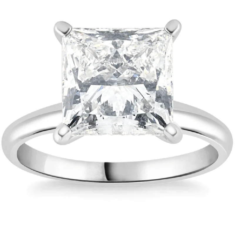 custom engraved engagement rings -2 1/2Ct Princess Cut Solitaire Diamond Engagement Ring 14k White Gold Lab Grown