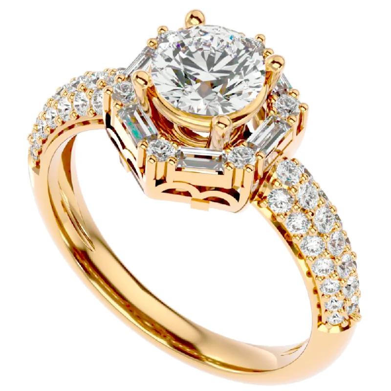 budget engagement rings -1 1/2Ct Diamond & Moissanite Accent Engagement Ring in 10k Gold