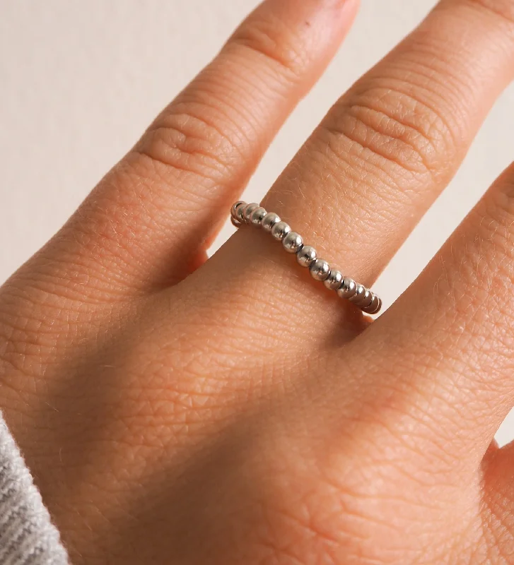 women cocktail rings -Beaded Ring | Silver