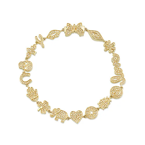 Gold & Diamond Small Multi-Icon Bracelet