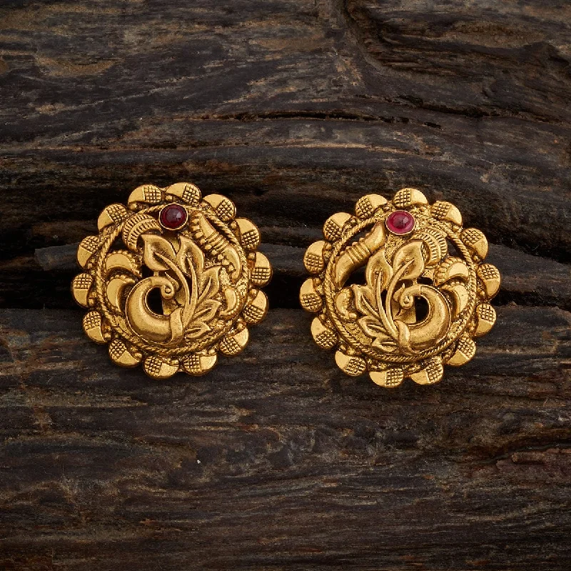 women gold stud earrings -Silver Temple Earring 165743