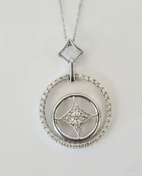 women birthstone pendant necklaces -14kt White Gold Diamond Fashion Necklace