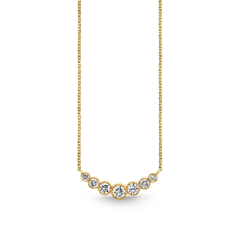 women gemstone necklaces -Gold & Diamond Graduated Bezel Necklace