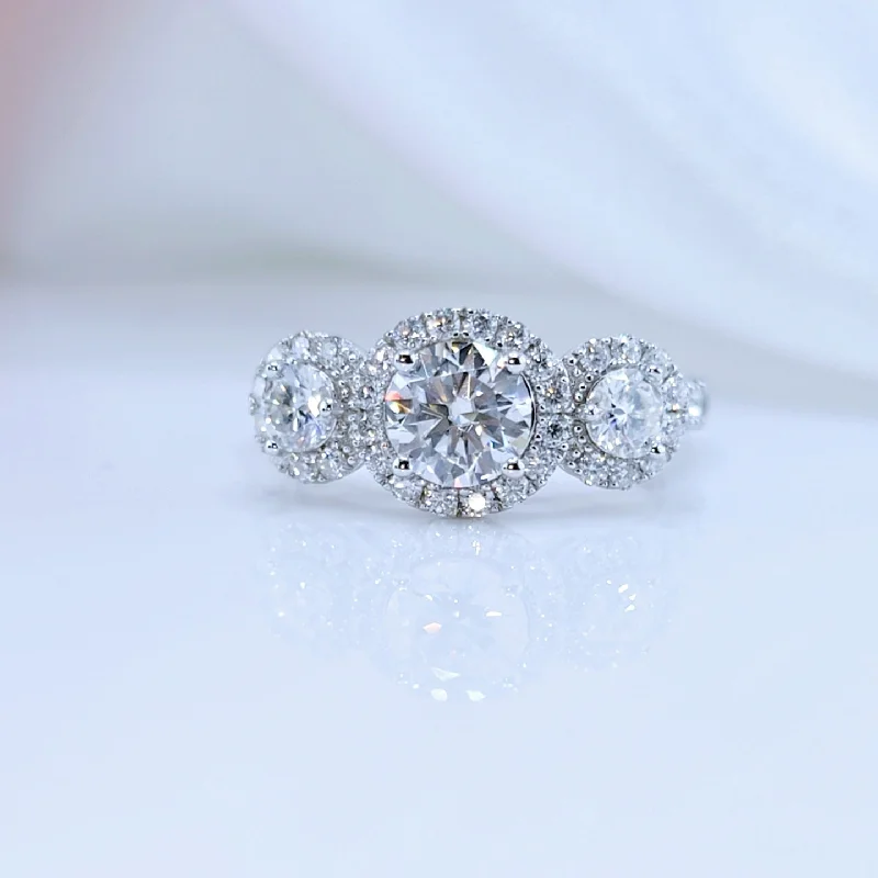 wedding ring and engagement ring sets -1.0 Ct Round Diamond Halo Engagement Ring